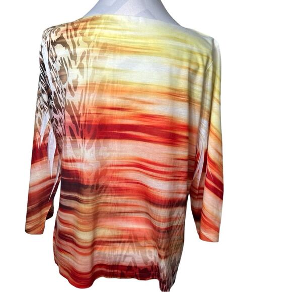 Chicos Tropical Print 3/4 Sleeve Top Size 2 - Picture 6 of 12